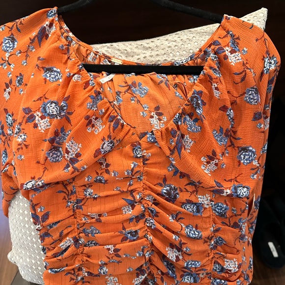 NWT Free People crop blouse with long sheer sleeves - Picture 3 of 6